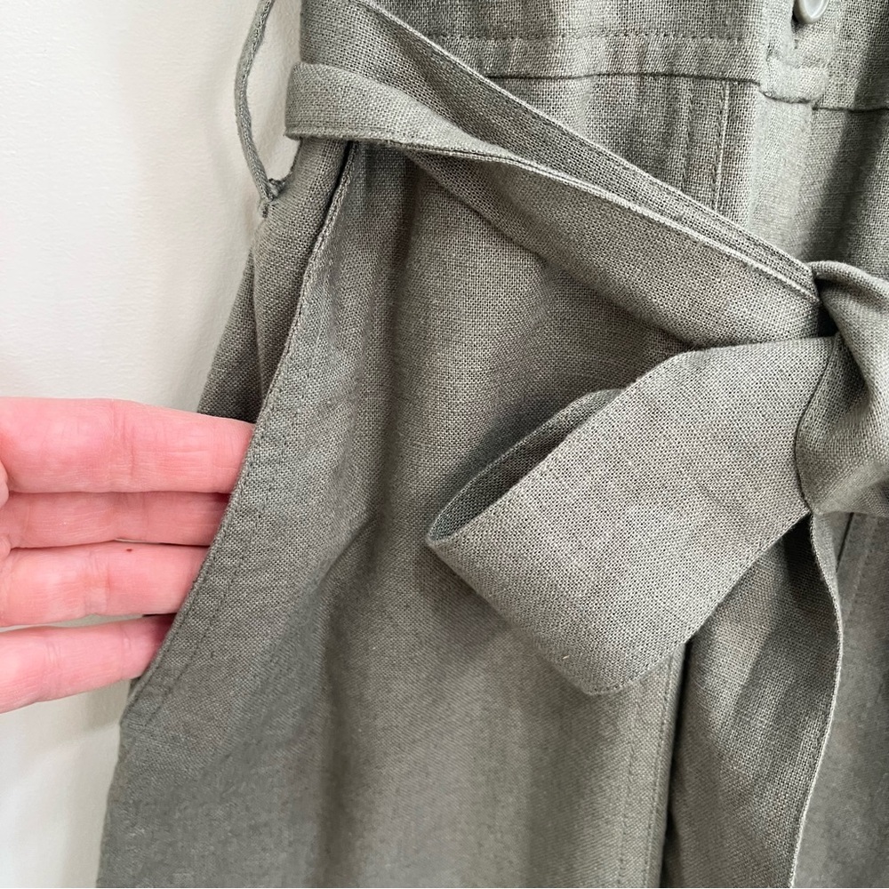 Abercrombie & Fitch Linen-Blend Utility Boiler Suit Jumpsuit Olive Green XS Tall - Picture 12 of 15